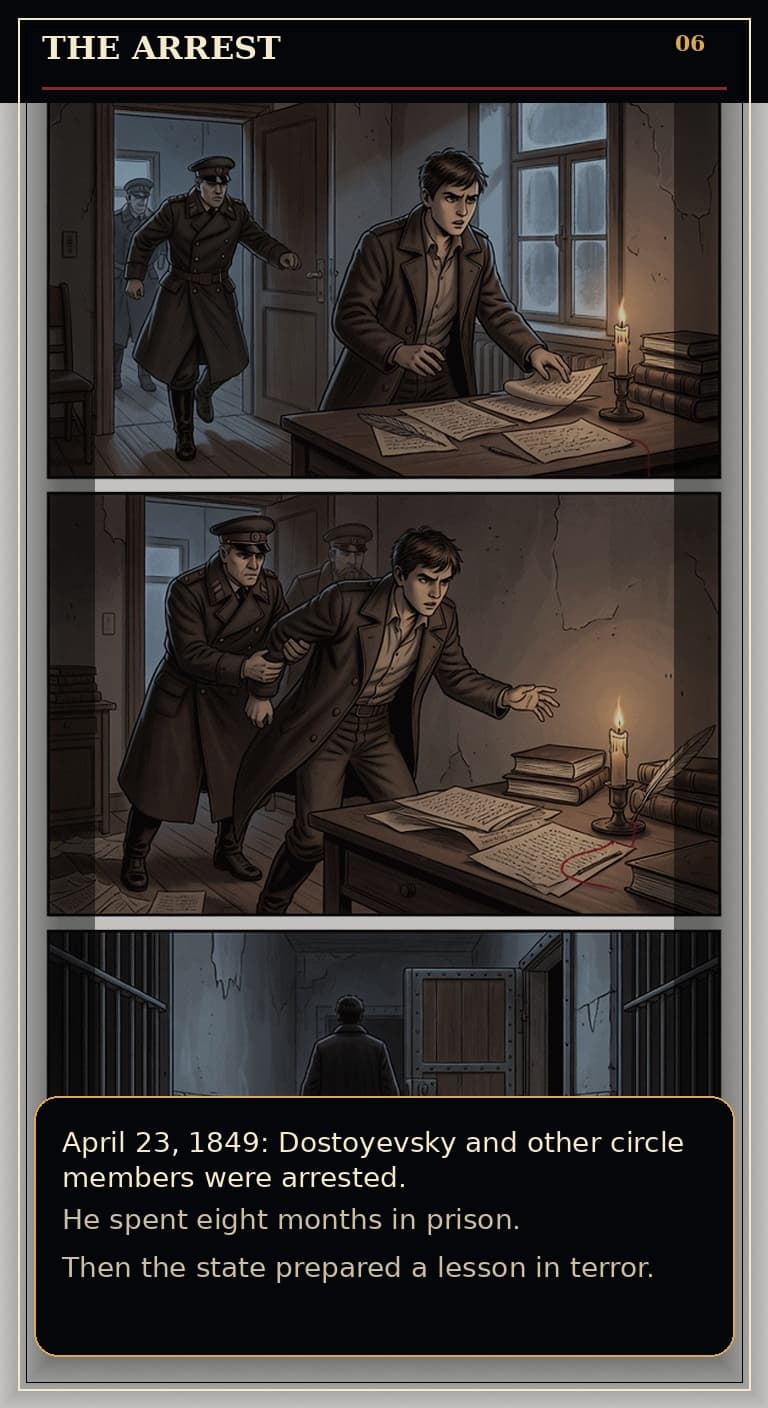 Page 6 of Fyodor Mikhailovich Dostoyevsky: Borrowed Time - The arrest closes around the Petrashevsky Circle.